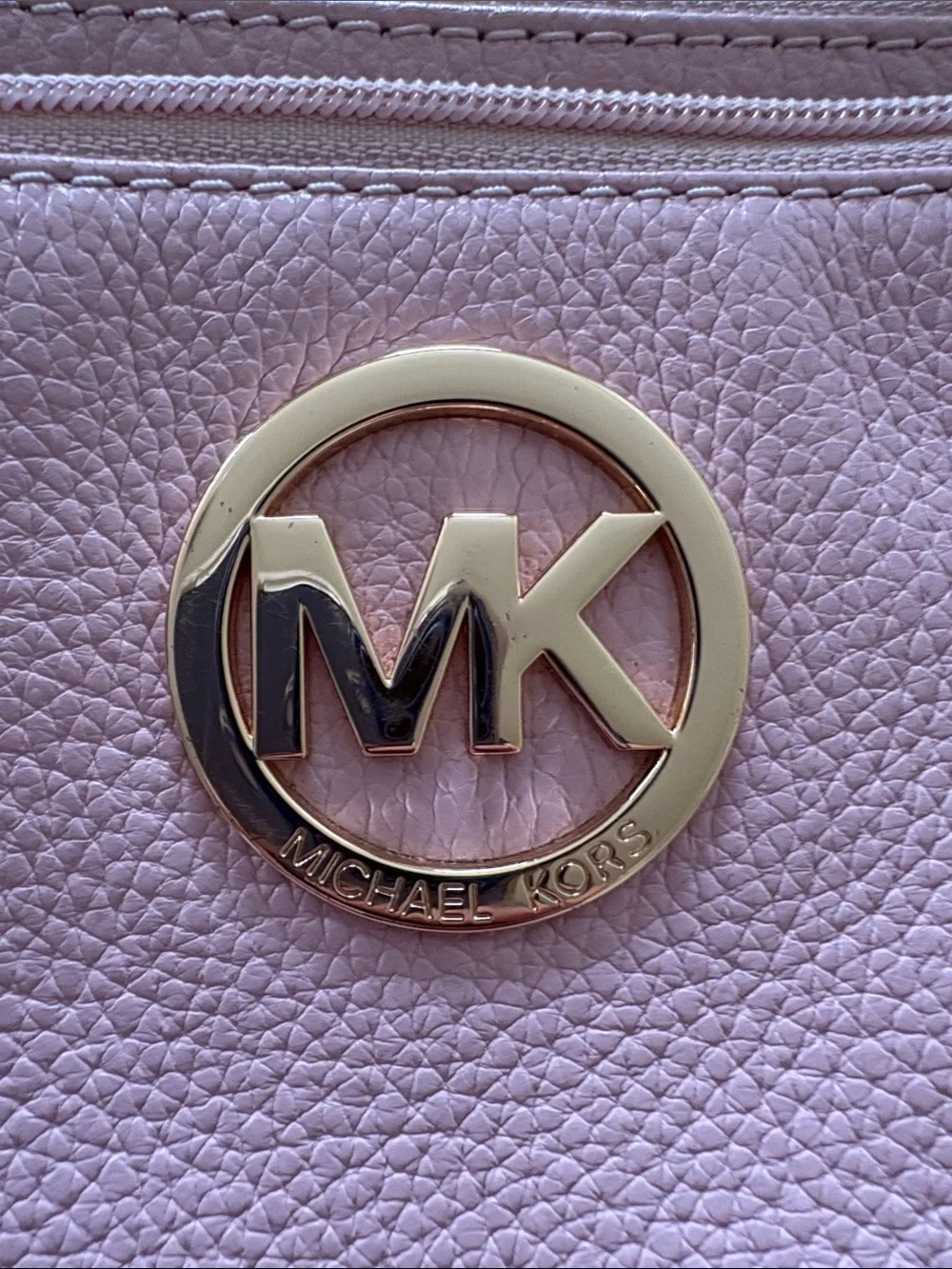 Michael Kors Blush Pebbled Leather Crossbody with Gold MK Emblem